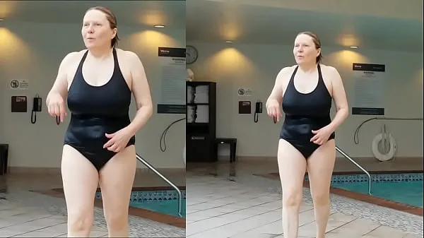 Big Sexy Grandma is Sexy at 66 in a black swimsuit total Clips