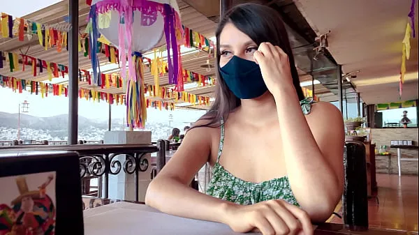 Big Mexican Teen Waiting for her Boyfriend at restaurant - MONEY for SEX total Clips
