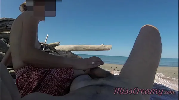 Big Strangers caught my wife touching and masturbating my cock on a public nude beach - Real amateur french - MissCreamy total Clips
