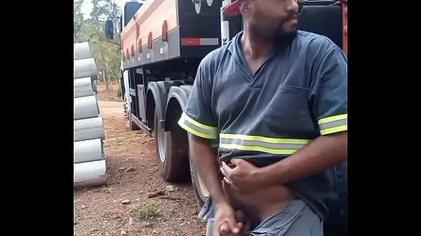 Big Worker Masturbating on Construction Site Hidden Behind the Company Truck total Clips